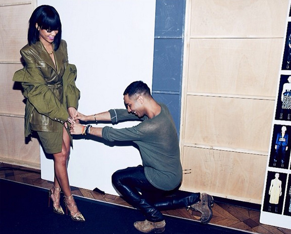 Rihanna- Olivier Rousteing Balmain Paris Fashion-week Backstage